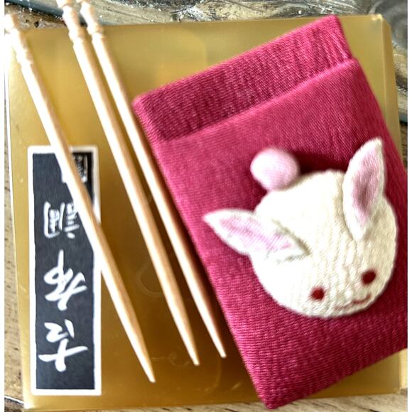 Vintage Easter Bunny Toothpick Holder Rabbit Animal Pocket Asian Cloth Handmade - Picture 2 of 3